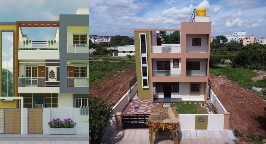 3D render and completed home - CRN24691, Bengaluru
