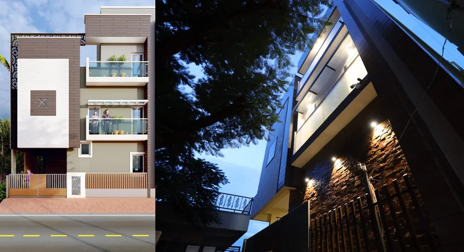 3D render and completed home - CRN40115, Bengaluru