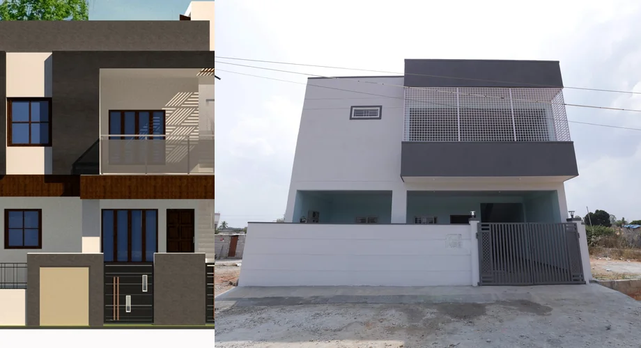 3D render and completed home - CRN4508, Bengaluru