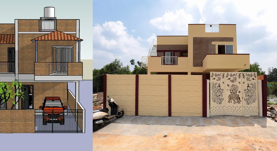 3D render and completed home - CRN5911, Bengaluru