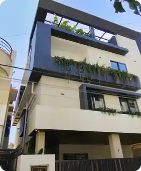 Site photo of the completed 6,453 sq.ft home in Bengaluru