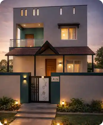 3D render of a 858 sq.ft home in Bengaluru