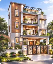 3D render of a 4,059 sq.ft home in Bengaluru