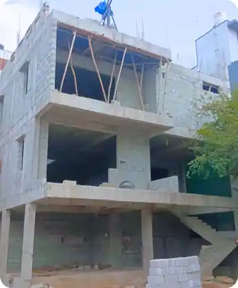 Site photo of the under-construction 7,272 sq.ft home in Bengaluru