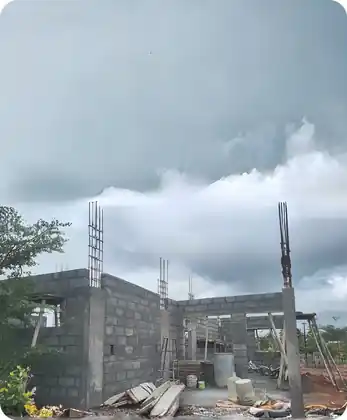 Site photo of the under-construction 1,776 sq.ft home in Bengaluru