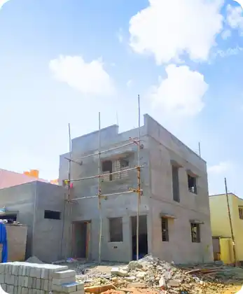 Site photo of the under-construction 2,028 sq.ft home in Bengaluru