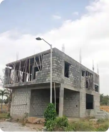 Site photo of the under-construction 2,634 sq.ft home in Bengaluru