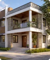 3D render of a 2,056 sq.ft home in Bengaluru