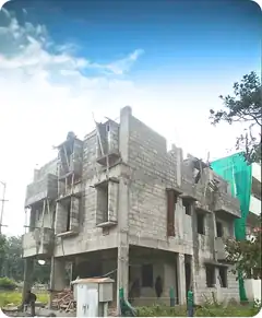 Site photo of the under-construction 4,449 sq.ft home in Bengaluru