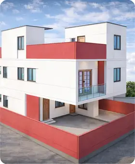 3D render of a 1,915 sq.ft home in Bengaluru