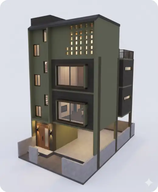 3D render of a 2,483 sq.ft home in Pune