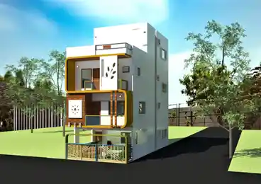 3D render of a 800 sq.ft home in Bengaluru